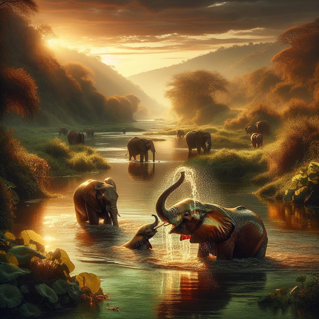Elephant Serenade in the Golden Hour